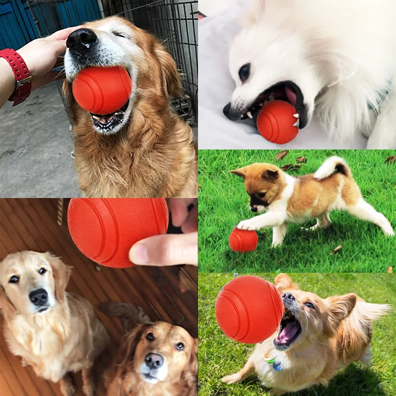 HOOPET Dog Toy Rubber Ball Bite-resistant Ball Toy for Dogs Puppy Teddy Pitbull Red Color Solid Ball S-XL Pet Supplies - Image 4
