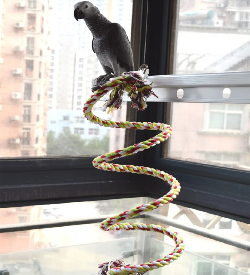New 160cm Long Parrot Bird Toys Pet Bird Parrot Standing Rope Bird Cage Decoration Climbing Toy Parrot Bird Cage Toys Rope Bell - Image 2