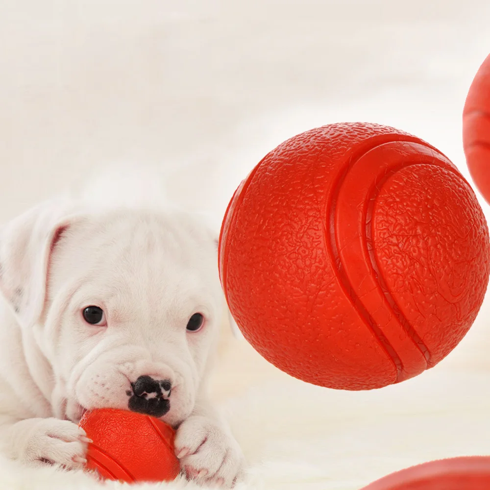 HOOPET Dog Toy Rubber Ball Bite-resistant Ball Toy for Dogs Puppy Teddy Pitbull Red Color Solid Ball S-XL Pet Supplies - Image 3