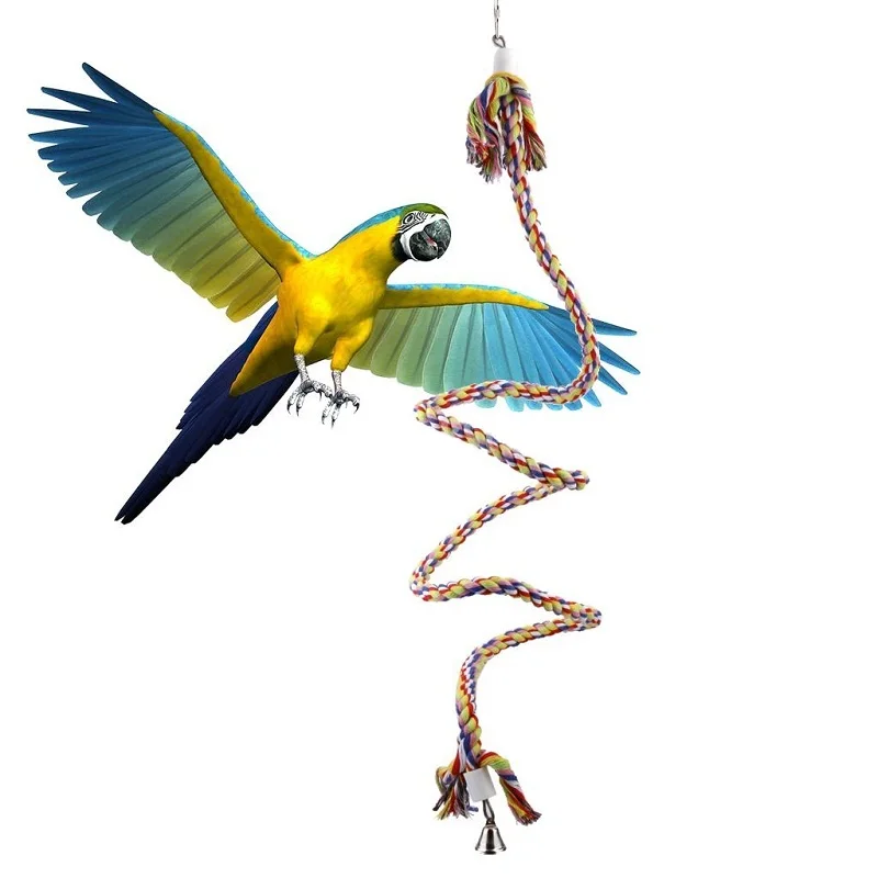 New 160cm Long Parrot Bird Toys Pet Bird Parrot Standing Rope Bird Cage Decoration Climbing Toy Parrot Bird Cage Toys Rope Bell - Image 5