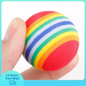 New Rainbow EVA Cat Toys Ball Interactive Cat Dog Play Chewing Rattle Scratch EVA Ball Training Balls Pet Toys Supplies