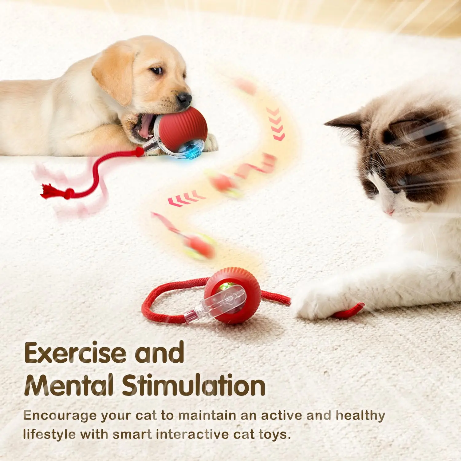 Cat Interactive Ball Toy, Automatic Rolling Ball with Tail, Rechargeable Smart Pet Interactive Toy, Intelligent Mouse for Cat - Image 4