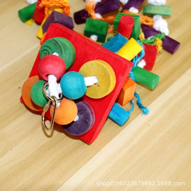 Parrot toys, Colorful wooden bird supplies, Unique shape, Diverse ways to play, Complete variety, Large parrot bite bird toys - Image 5