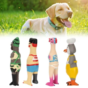 HOOPET Pet Dog Toys Screaming Chicken Squeeze Sound Toy for Dogs Super Durable Funny Squeaky Yellow Rubber Chicken Dog Chew Toy