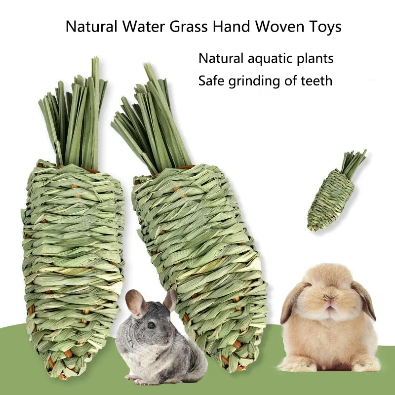 Hand Wove Natural Straw Rope Carrot Hamster Molar Chew toy Small Pets Toys For Hamster Rabbit Grinding Groducts Gnaw Toy Supply - Image 2