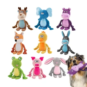 Cute Animal Rope Dog Toy Cute Plush Puppy Chew Pet Squeak Knot Toy Cartoon Rabbit Monkey