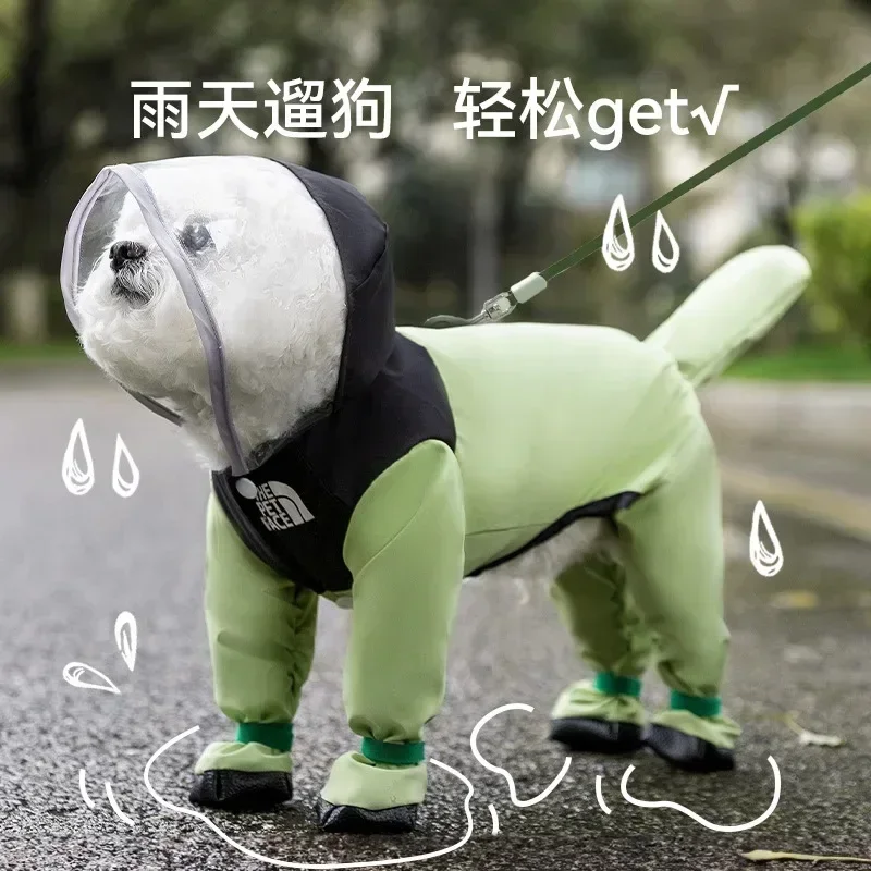 Pet Dog Raincoat Waterproof Waterproof with Transparent Hooded Jumpsuit Dog Clothing Clothes for Dogs Cats Jacket Dog Costume