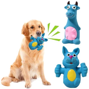 Dog Chew Toy Latex Dog Cow Shape Pet Squeaky Toys For Small Medium Large Dogs Teeth Cleaning Dog Puppy Sound Toy Pet Supplies