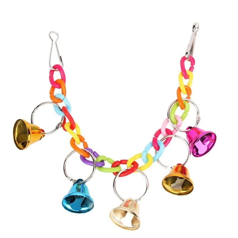 Birds Toys Funny Cockatiel Parakeet Conure Birds Bites Chew Bell Toy Acrylic Suspension Bridge Climbing Rope For Cages Swing Toy - Image 3