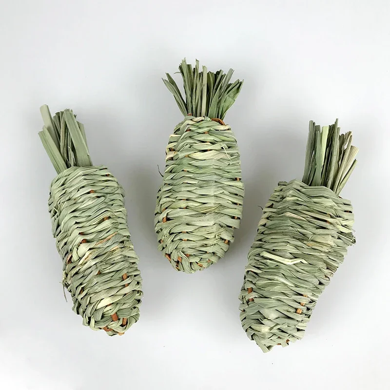 Hand Wove Natural Straw Rope Carrot Hamster Molar Chew toy Small Pets Toys For Hamster Rabbit Grinding Groducts Gnaw Toy Supply - Image 6