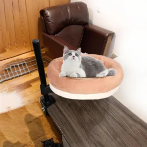 Cat Desk Bed Indoor Small Cat Bed Desk Mount for Workspace, Elevated Nest Cat Sleeping Bed for Small Space, Home Office Pet