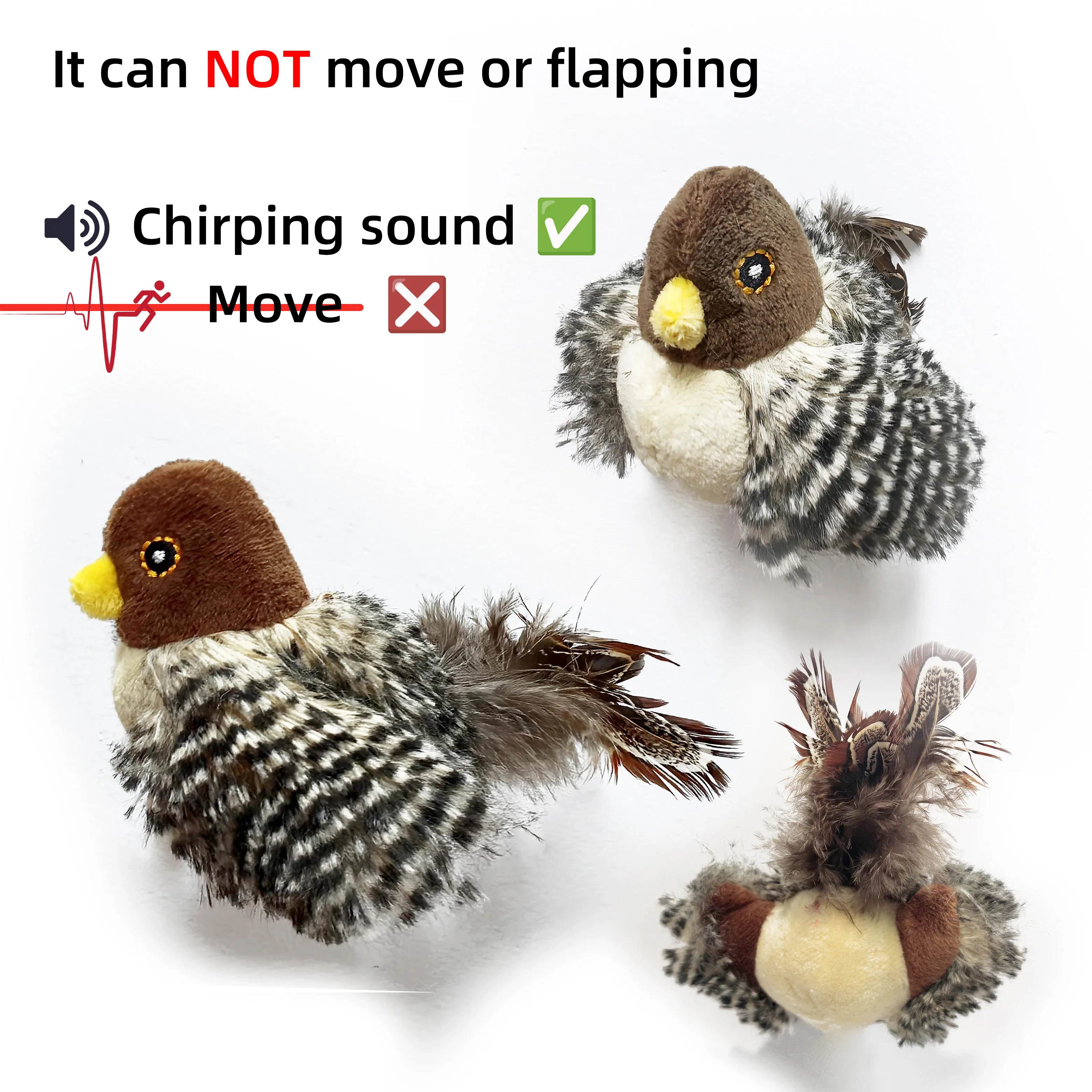 Interactive Cat Toys Plush Bird Squeak Cat Toy Sparrow Catnip Toys Vivid Chirping Simulation Bird Interactive Cat Toy - Image 3