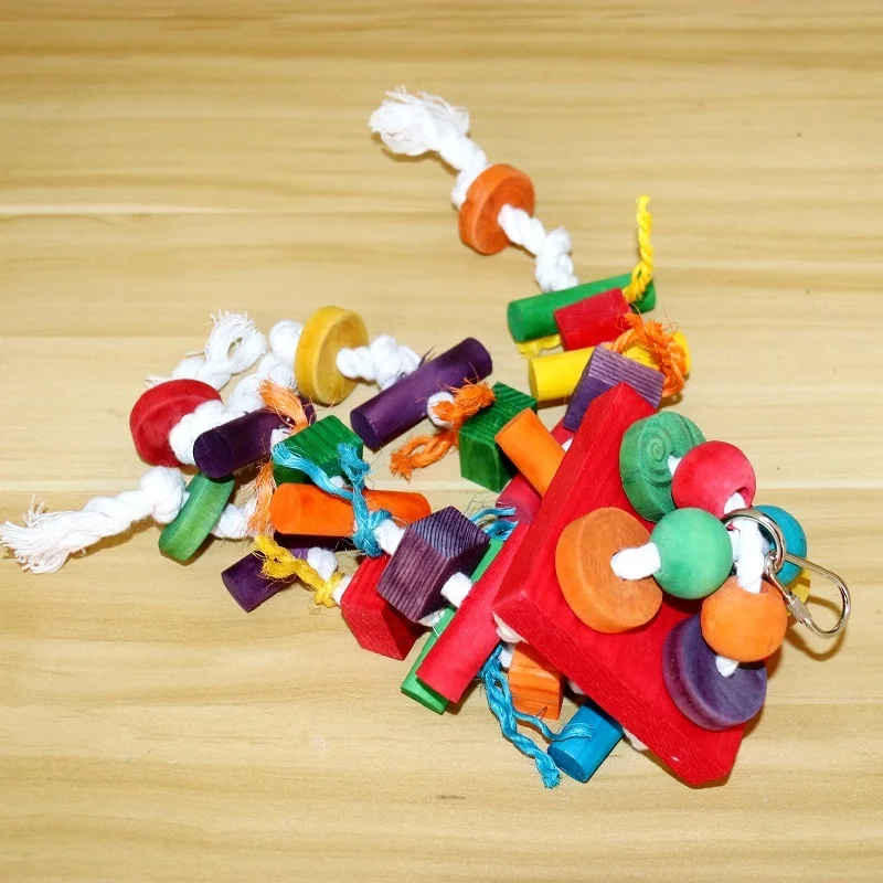 Parrot toys, Colorful wooden bird supplies, Unique shape, Diverse ways to play, Complete variety, Large parrot bite bird toys - Image 3