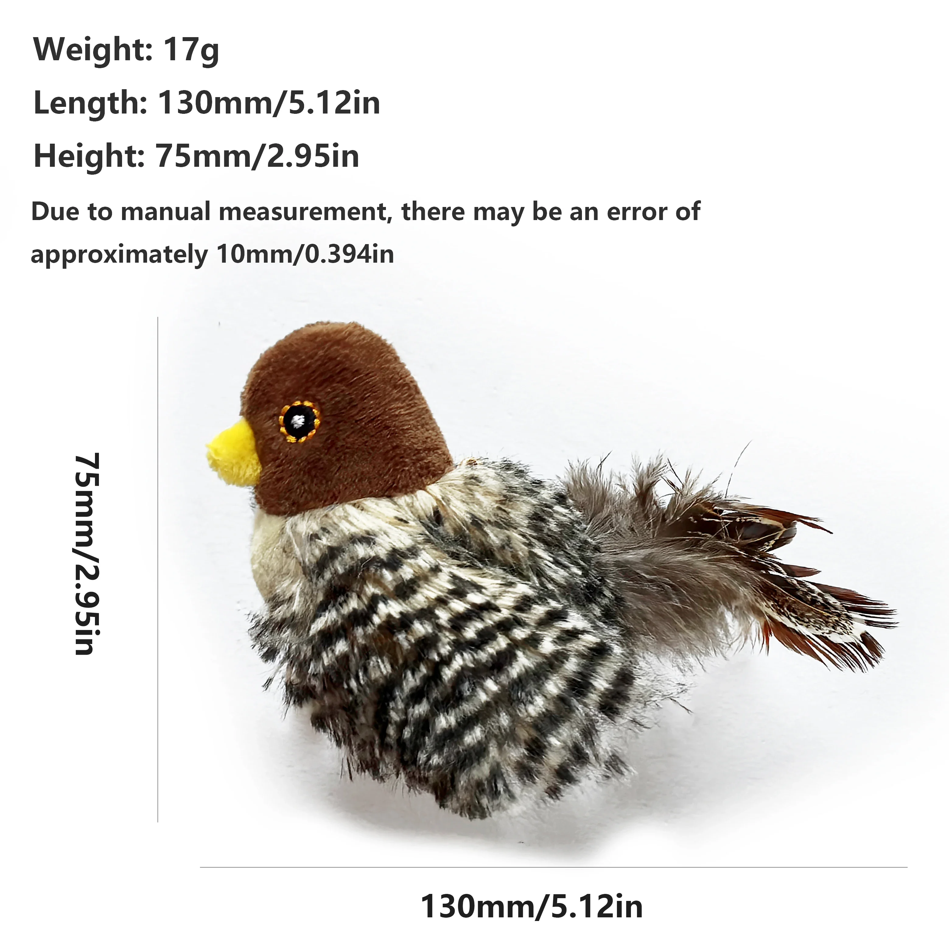 Interactive Cat Toys Plush Bird Squeak Cat Toy Sparrow Catnip Toys Vivid Chirping Simulation Bird Interactive Cat Toy - Image 5