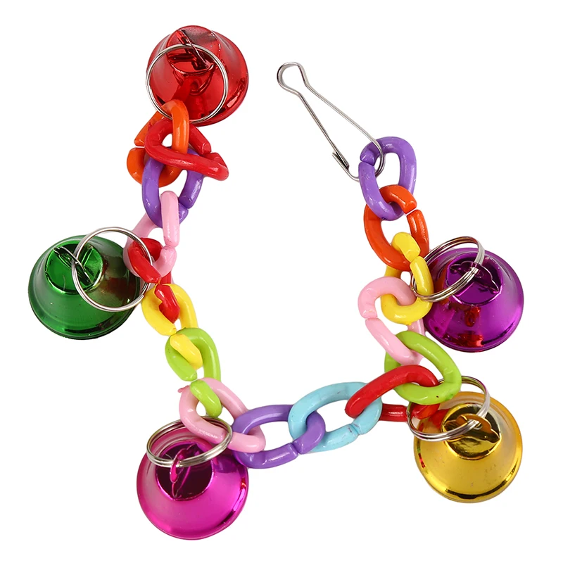 Birds Toys Funny Cockatiel Parakeet Conure Birds Bites Chew Bell Toy Acrylic Suspension Bridge Climbing Rope For Cages Swing Toy - Image 4