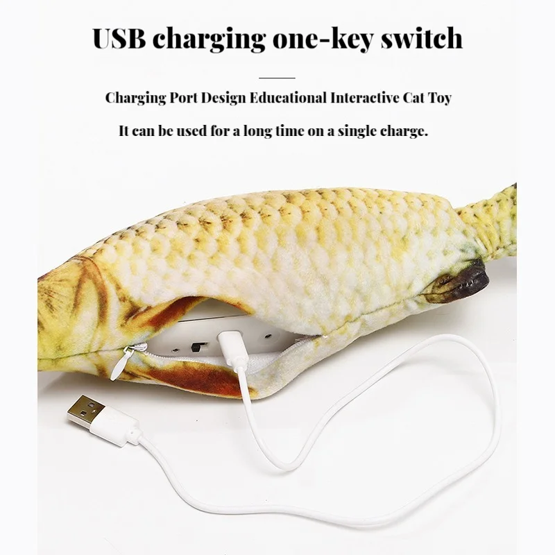 Electric Cat Toy Fish Pet Cat Toys Simulation Fish Swing Kitten Dance Fish Toy Funny Cats Chewing Playing Supplies USB Charging - Image 5