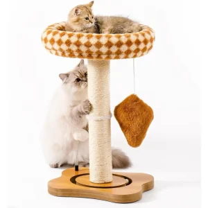 Cat Scratching Post with Bed, Cat Tower with Cat Scratcher Post, Small Tree for Indoor Cats, Sisal Scratcher with