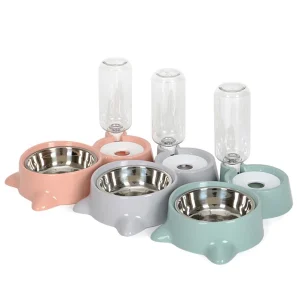 Cat bowl double bowl cat supplies automatic drinking water bowl pet bowl dog bowl plastic neck protection multifunctional bowl