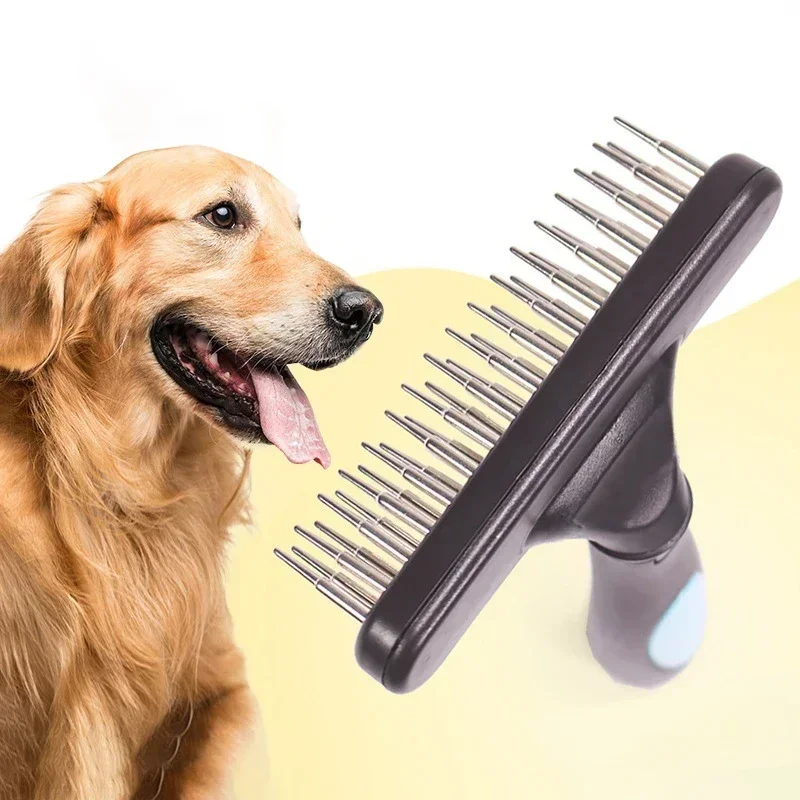 Dog Cats Short Long Hair Pet Brushes Shedding with Double Row PinsDog Rake Deshedding Dematting Brush Comb Undercoat Rake - Image 3