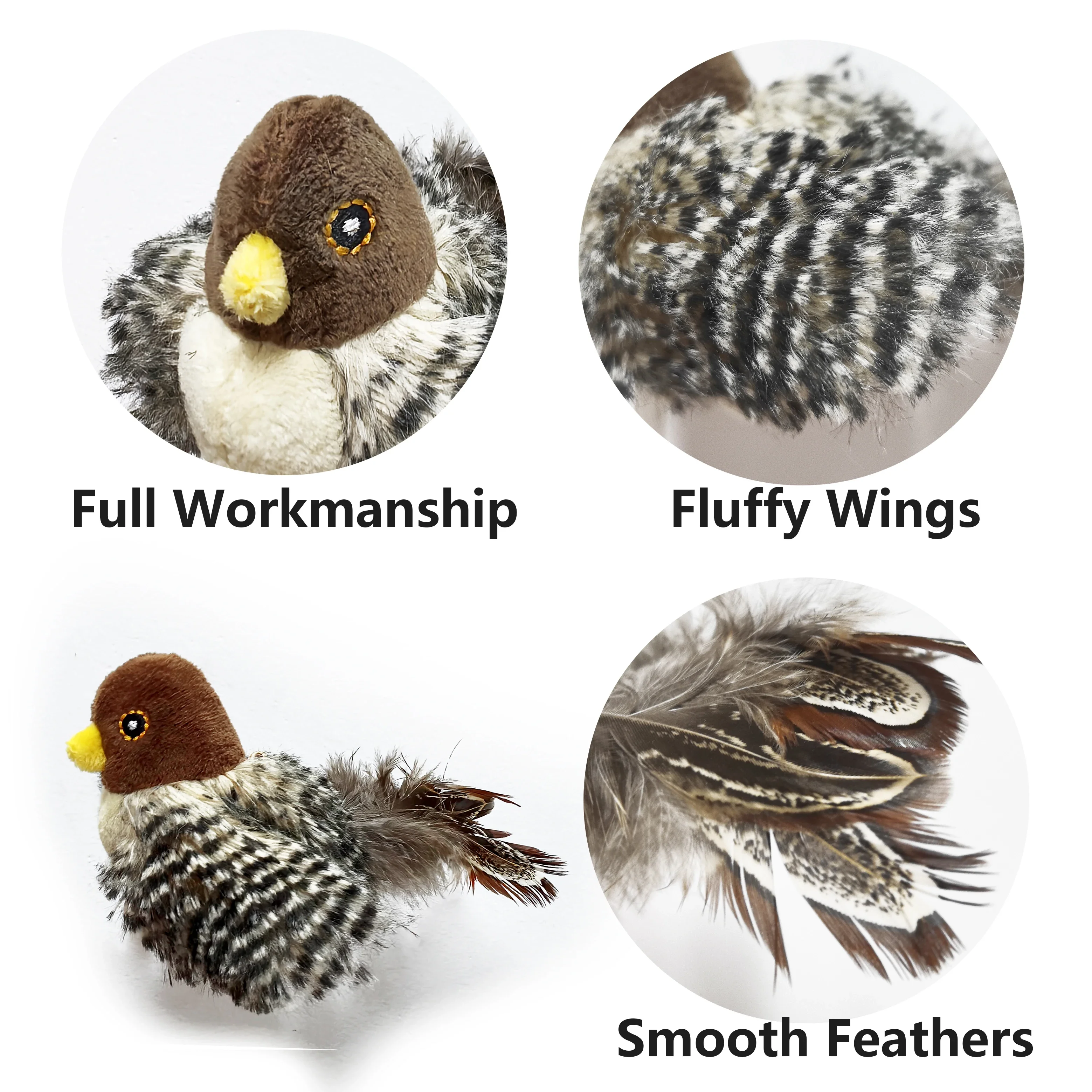 Interactive Cat Toys Plush Bird Squeak Cat Toy Sparrow Catnip Toys Vivid Chirping Simulation Bird Interactive Cat Toy - Image 6