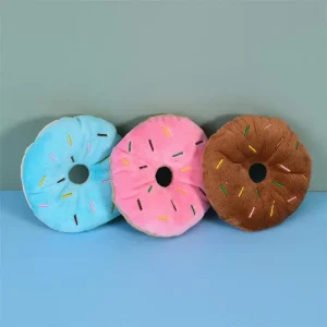 Soft Dog Donuts Plush Pet Dog Toys For Dogs Chew Toy Cute Puppy Squeaker Sound Toys Funny Puppy Small Medium Dog Interactive Toy