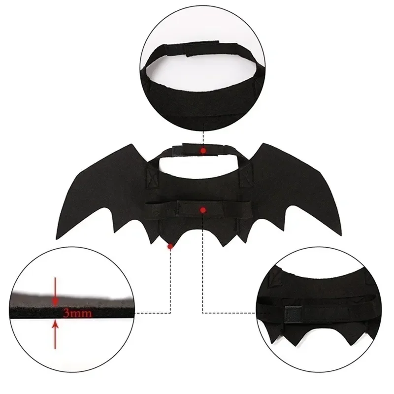 Halloween Cute Pet Clothes Black Bat Wings Harness Costume Cosplay Cat Dog Halloween Party for Pet Supplies - Image 5