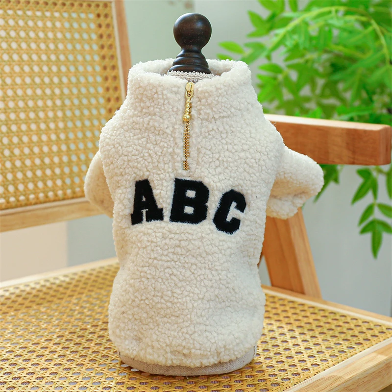 Modern Letters Winter Clothes for French Bulldog Fluffy Wind Proof Cat Sweatshirt Breathable Thick Fleece New Year York Dog Coat - Image 3