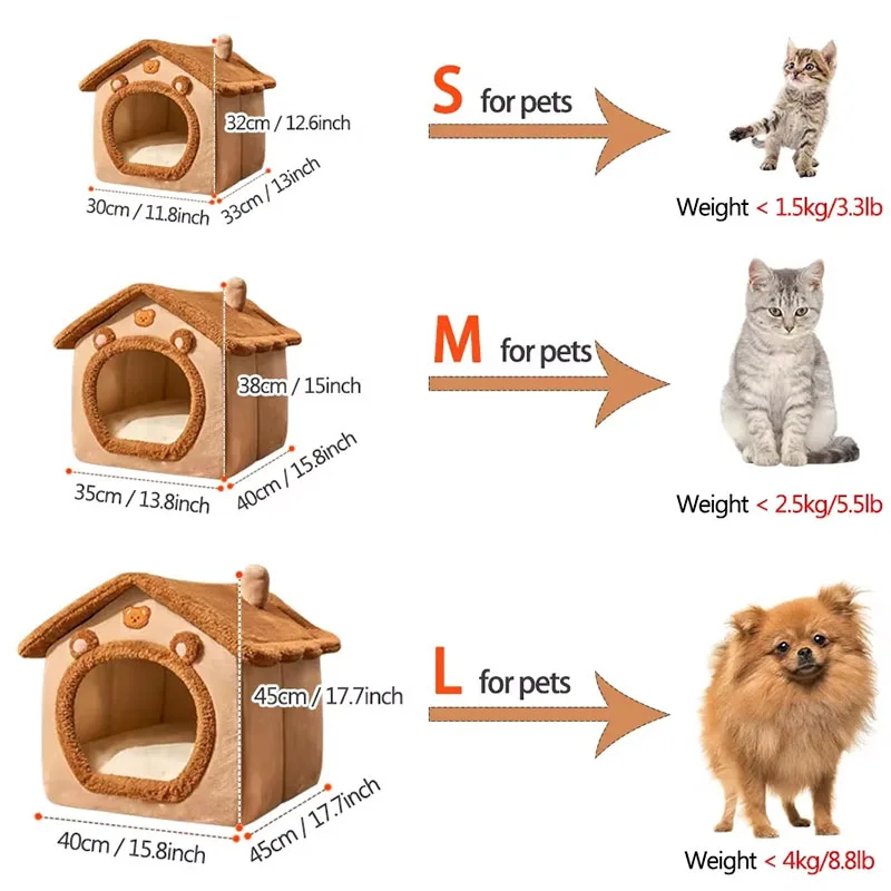 Cat and dog house and nest for small dogs and cats, four-season removable and washable dog house, cat nest and bed, pet supplies - Image 5