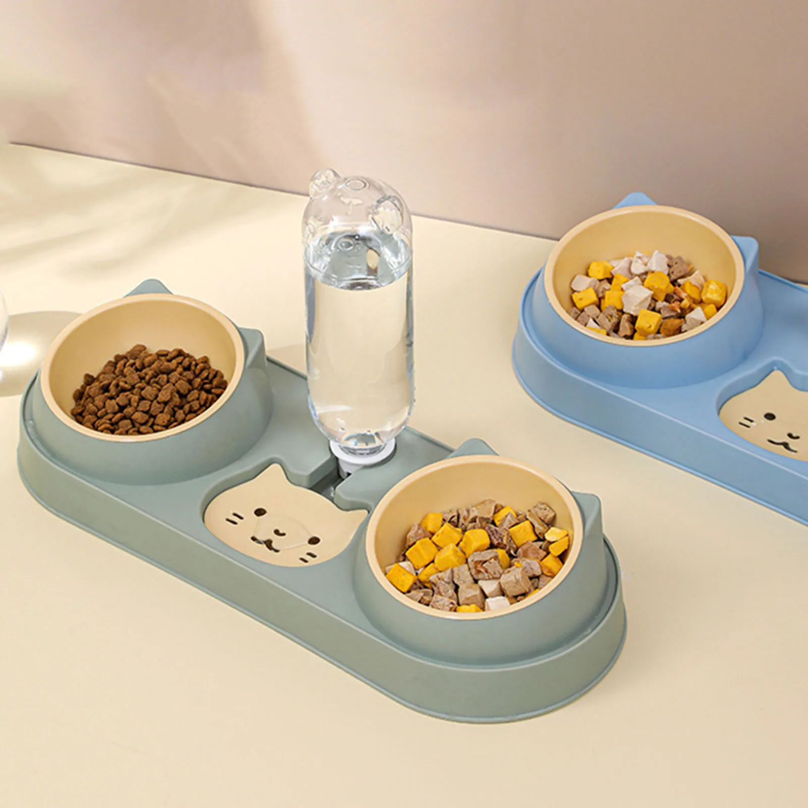 Pet Cat Bowl Automatic Feeder Dog Food Bowl With Water Fountain Double Bowl Drinking Raised Stand Dish Bowls For Cats - Image 5