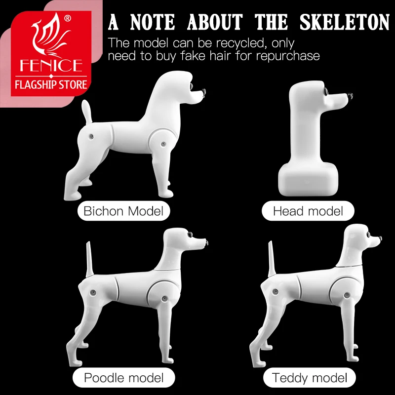 Fenice Pet Simulation Hair Grooming Fake Dog Model Practice Dog Standard Skeleton Model Dog Full Body Fake Hair - Image 4