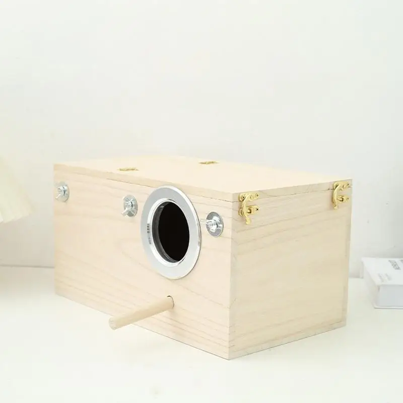 Wooden Parakeet Nest Box with Perch - Image 4