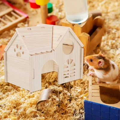 Hamster Wood House Rabbit Guinea Pig House Rabbit Household Cage Hamster Hideout House Exercise Toy Cage Guinea Pig Accessories