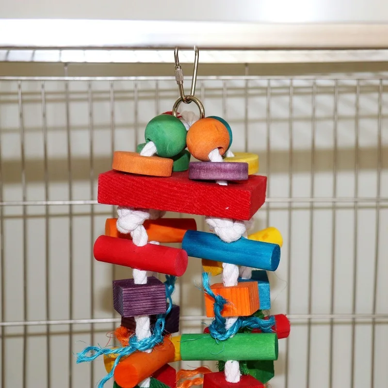 Parrot toys, Colorful wooden bird supplies, Unique shape, Diverse ways to play, Complete variety, Large parrot bite bird toys - Image 2